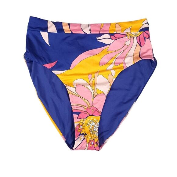 Trina Turk Fold Over High Waist Bikini Bottom - Picture 1 of 12